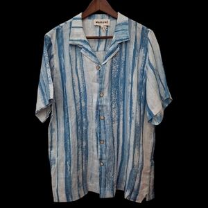 Marané Michelle's Printed Linen Camp Collar Shirt